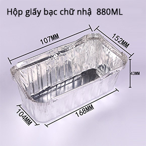 hộp giấy bạc chữ nhật880ml