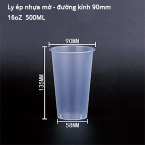 ly nhựa mờ đường kính 90 16oz 500ML