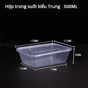 hộp trong suốt kiểu Trung500ml