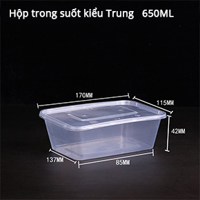 hộp trong suốt kiểu Trung650ml